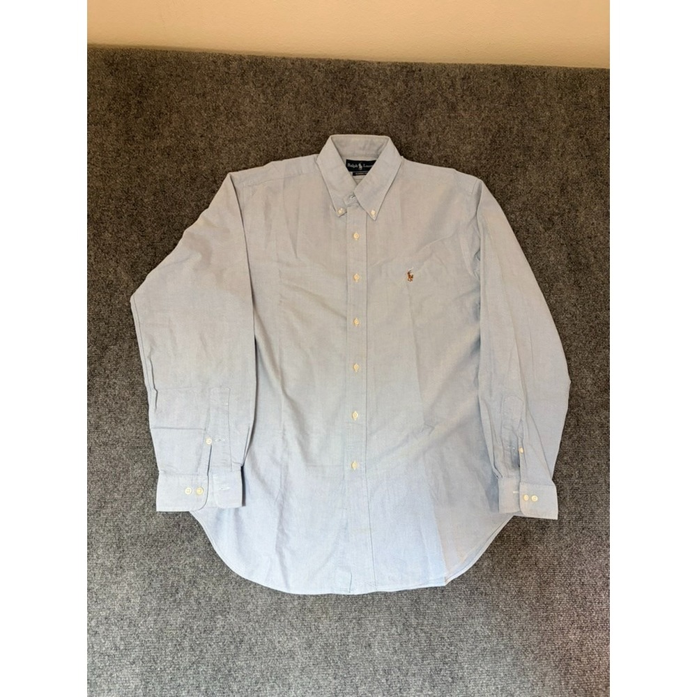 Ralph Lauren Men's Button-Down Blue Dress Shirt Classic Fit Flesh 16 1/2-34/35